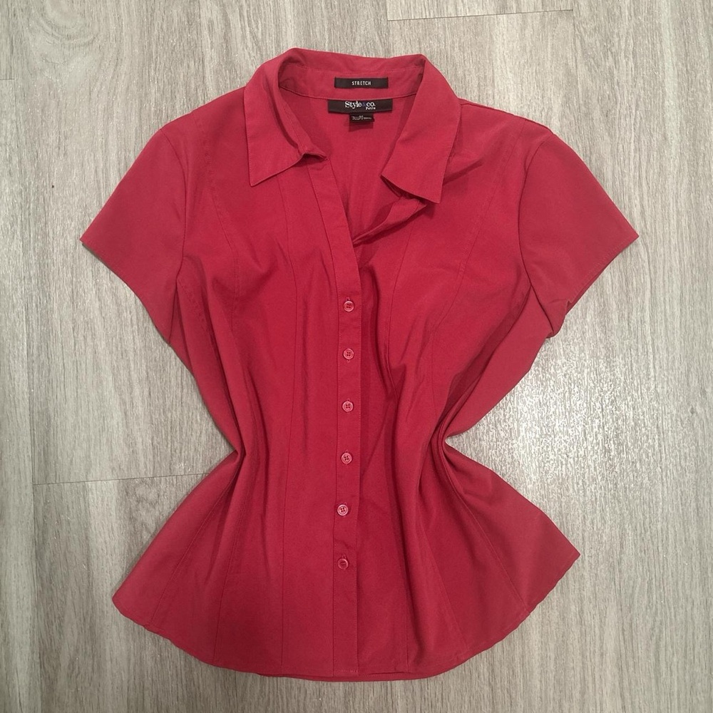 Style & Co. Pink/Red Button-Down Shirt